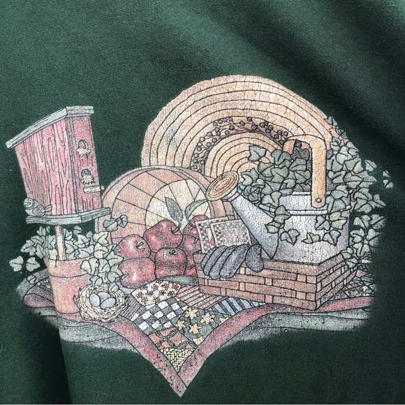 Crewneck dark green fruit design vintage retro baggy - Picture 3 of 8